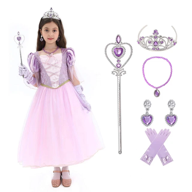 Parrucca Bionda Rapunzel Per Bambine - Trecce Lunghe 85 Cm Con Fiori, Costume Principessa E Cosplay - Foto 7