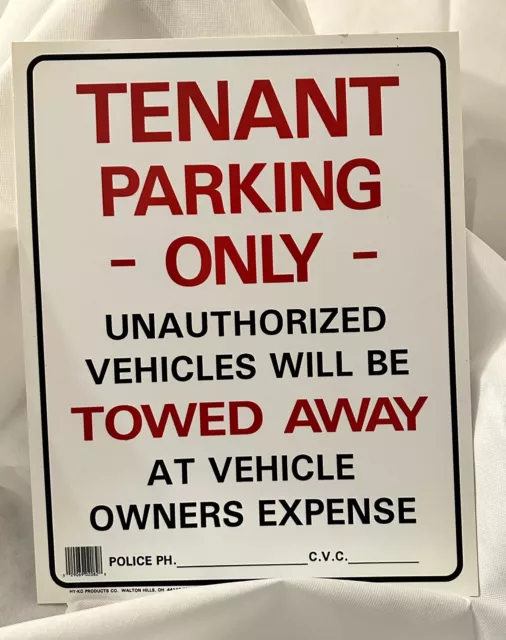 Tenant Parking Only Sign. Unauthorized Vehicles Will Be Towed