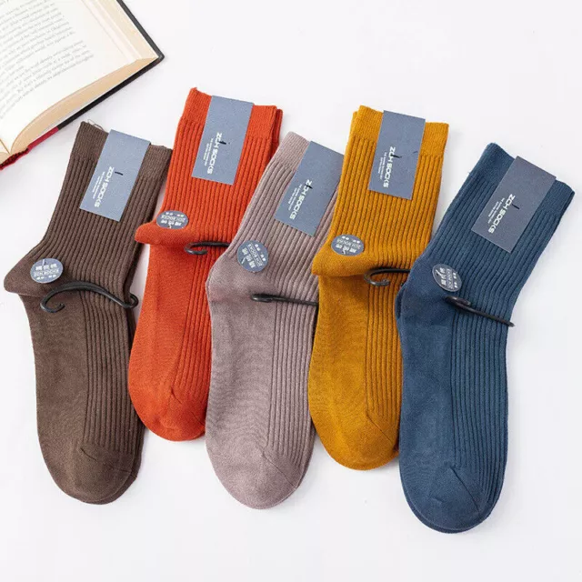 NEW 5 Pairs Mens Cotton Socks Lot Soft Fashion Solid Color Casual Dress Socks AU