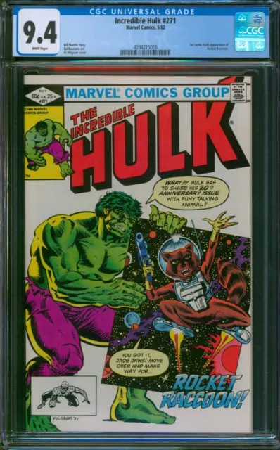 Incredible Hulk #271 CGC 9.4 NM Wp 1st Rocket Raccoon Appearance Key Marvel 1982