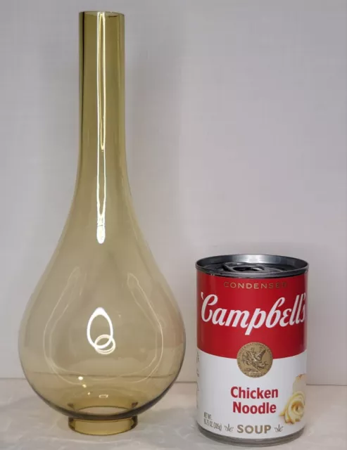 Vintage Blown Amber Glass Chimney Hurricane Kerosene Oil Lamp Shade 9 1/4"