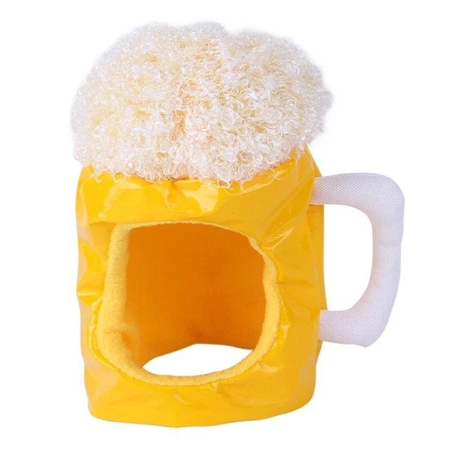 Sombrero para mascotas Taza Forma de Cerveza Diseño Lindo Disfraz Accesorios Materiales seguros para animales