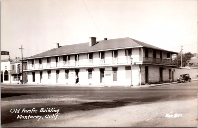 RPPC Monterey CA Old Pacific Building c1930s Autos Zan photo postcard IQ12