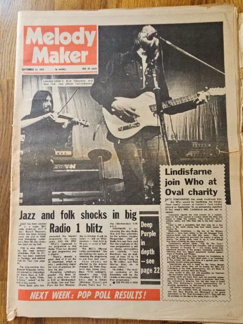 Melody Maker Newspaper September 11th 1971 Lindisfarne Cover