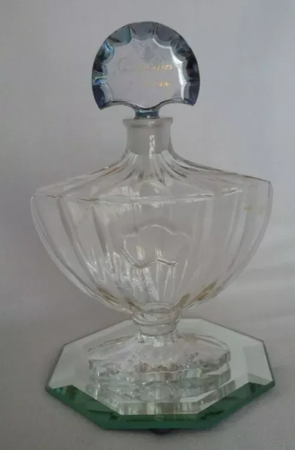 Vintage Guerlain Paris 6" Baccarat Crystal Shalimar Perfume Bottle - Empty