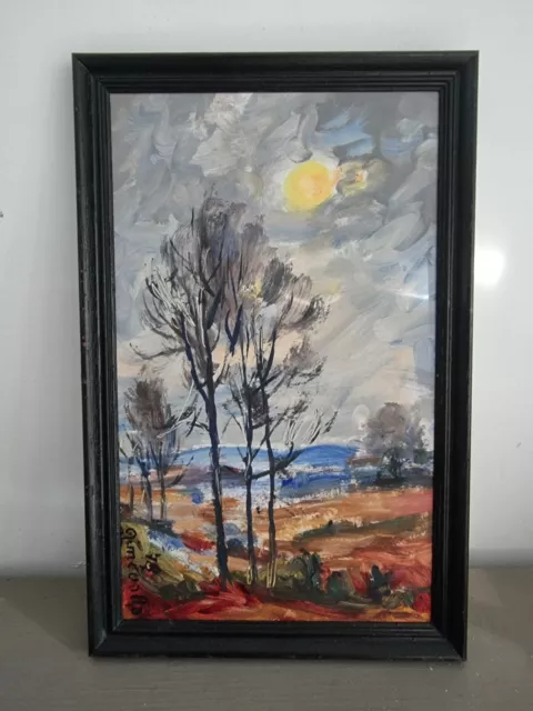 Vintage Painting oil on canvas Tableau peinture huile sur toile couché du soleil