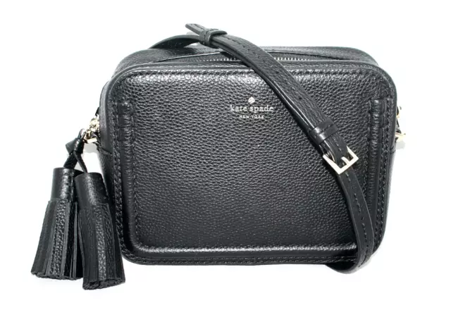 KATE SPADE Orchard Street Arla Tassel Crossbody Black Pebbled Leather WKRU5801