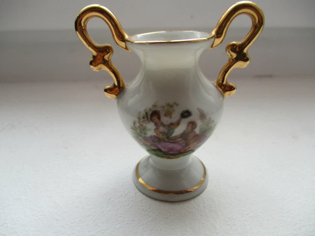 Miniature Assiette Limoges Ancienne – Porcelaine Peinte Main – Dinette Poupée – Collection