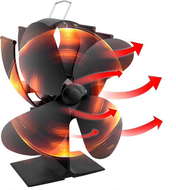 Ventilatore Per Stufa A Legna A 4 Pale – Silenzioso, Senza Elettricità, Circola Il Calore In Tutta La Stanza