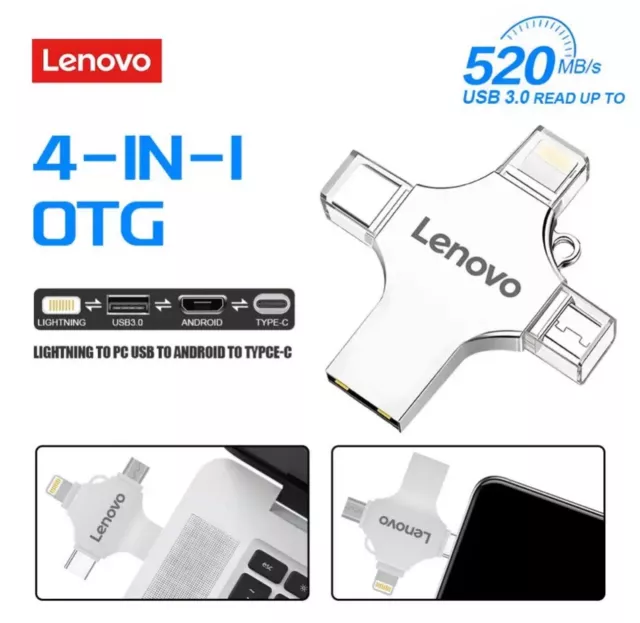 Clé USB OTG 1-2To Smartphones Android iPhone 4 en 1 Disque U Rotatif Type-C Disk