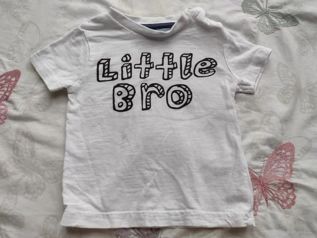 Top bianco a maniche corte F&F bambino bambino ""Piccolo fratello"" 3-6 mesi