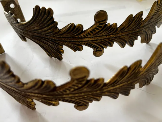 Vintage Brass Curtain Tie Back Holder Set Of 2 Ornate Leaf Design