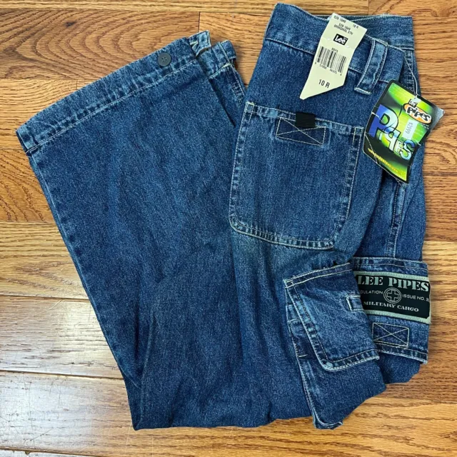 Vtg Nwt 90S Lee Pipes Denim Jeans Straight Leg Cargo Pockets Blue Youth Sz  10R $19.49 - Picclick