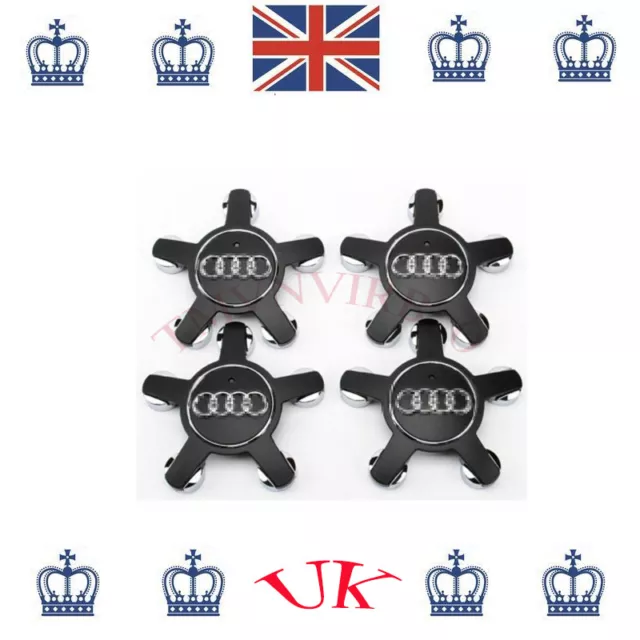 4x 4F0601165N For Audi Wheel Center Cap Wheel Center Cap Hub Caps Black 135mm