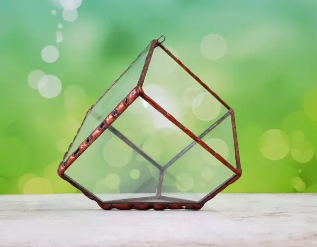 Stained Glass Terrarium Cube Geometric Transparent 2 mm Planter For Indoor