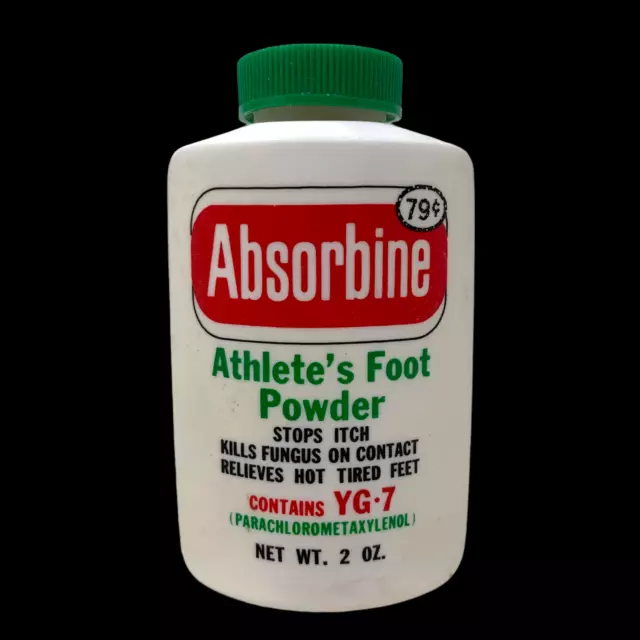 Vintage Absorbine Foot Powder Plastic Bottle 2 Oz YG-7 1970's TV Movie Prop