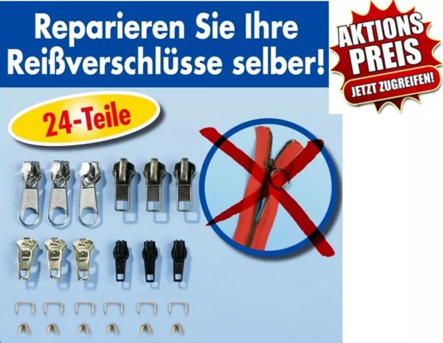 Reißverschluss Reparatur Set 24 Teilig Zipper Schieber Reparaturset Metall