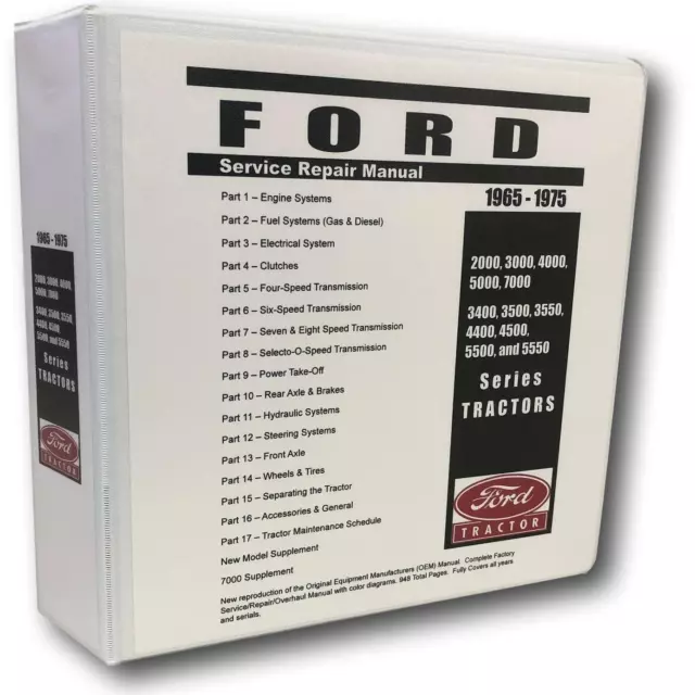 4000 Ford Tractor Technical Service Shop Repair Manual HUGE 948pgs COLOR charts