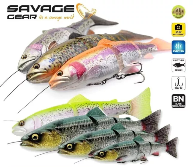 Savage Gear 4D Line Thru Trout Swim Baits Lures - Pike Zander Salmon Fishing