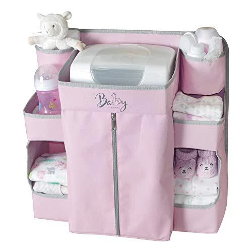 BABY DIAPER CADDY Hanging Nursery Organizer Crib Storage Pink by LLAMA BELLA