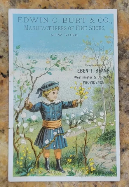 Victorian Trade Card Eben Beane Providence Rhode Island Edwin Burt Fine Shoes