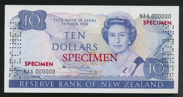 New Zealand: 1981 $10 Hardie SPECIMEN,  Type II, UNC, NAA 000000, VERY RARE