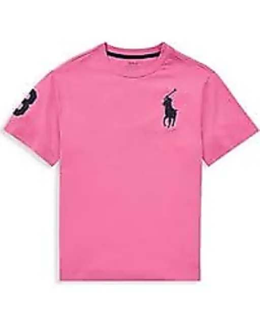 Genuine Ralph Lauren Polo Boys T shirt top Crew S/S Age 2-14 Big Pony Pink New