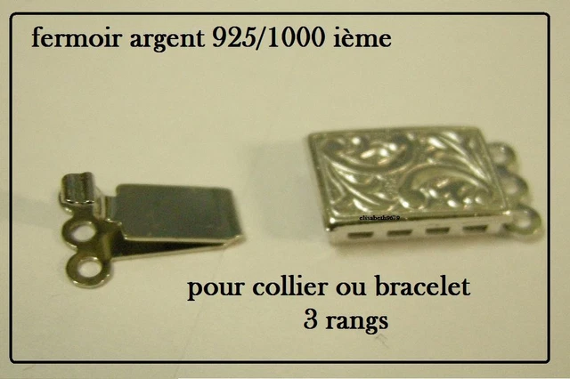Fermoir Plat En Argent 925/1000 Ciselé Pour Créer Collier Ou Bracelet 3 Rangs - Neuf Avec étiquettes - Marque Kd89