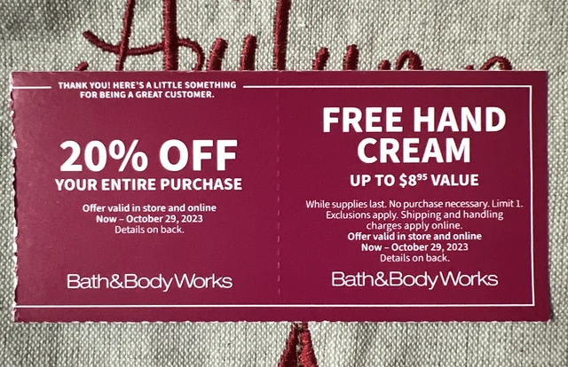 BATH & BODY WORKS Coupons ~ exp. 10/29/23