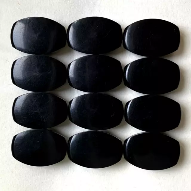 Lot de 12 boutons 14 x 21 mm vintage - Plastique noir
