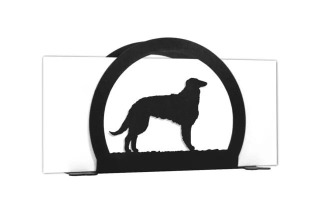 SWEN Products BORZOI Dog Black Metal Letter Napkin Card Holder