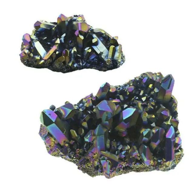 DE - Natürlicher Quarzkristall Regenbogen Titan Mineral Cluster Probe Heilstein 6
