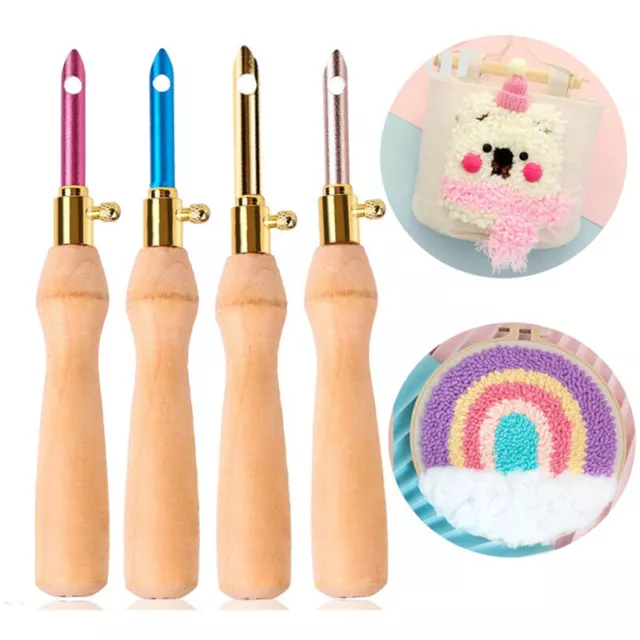 Pluma bordada con mango de madera bordado ajustable punzón aguja tejido TooAGH7