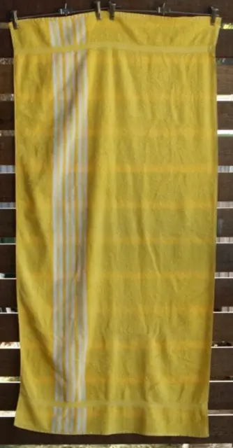 Vintage Dickies Bath Towel Bright Yellow Whit Striped Cotton