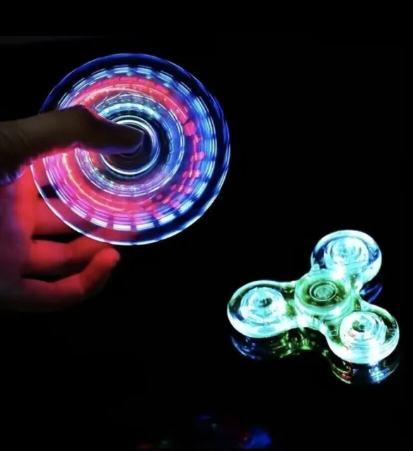 LED Light up Fidget Spinner , Clear Fidget Toys, 2 IN 1 Spinner, Fast Delivery