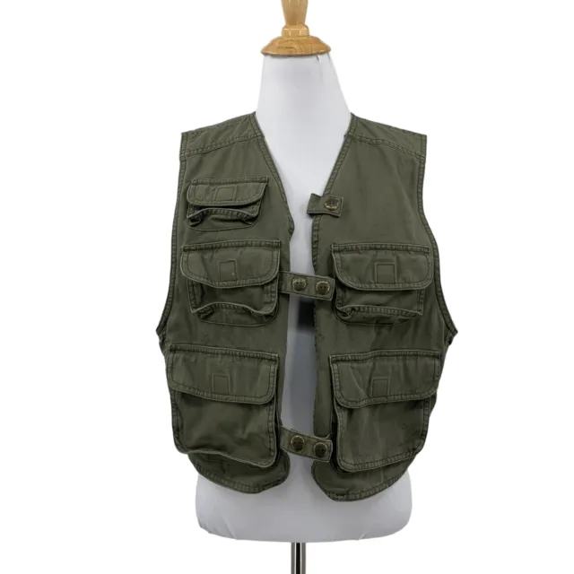 Woolrich Vest Womens Medium Green Cotton Outdoor Utility Fishing Hunting Pockets