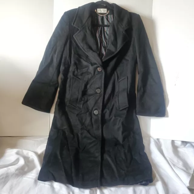 Vintage Ashley Scott Petite 100% Wool Black Double Breasted Peacoat  USA NICE!