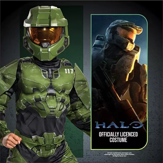 Kids Disguise Halo Master Chief Muscle Costume Boys Gaming Fancy Dress S - XL 2