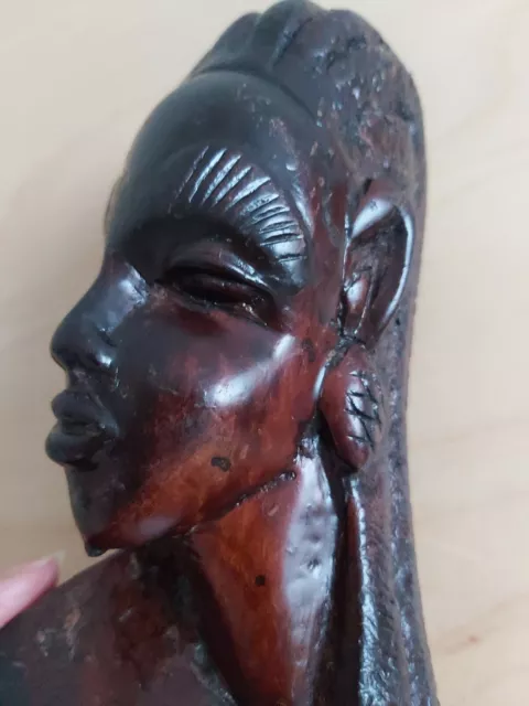 statuette Femme Africaine en bois noir 16cm art africain artisanat CONGO RDC