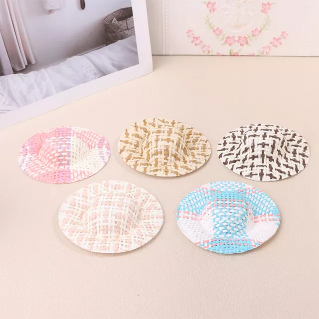 5PCS MINIATURE FLORAL Woven Small Straw Hat Mini Doll Colorful Hat ...