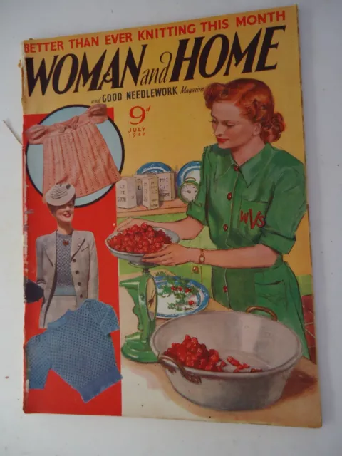 Woman & Home Magazine Jul 1942 Knitting Designs Needlework Fashion FREE POSTAGE
