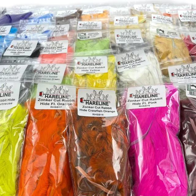 RABBIT STRIPS - BULK 32 PER PACK - Hareline Fly Tying Material Zonker Cut Hide