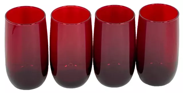Anchor Hocking 5" Ruby Red Tumblers Drinking Glasses Set of Rour - Vintage