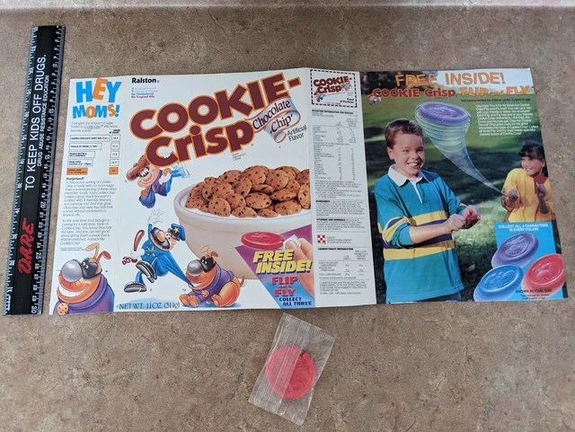 Vintage Ralston Cookie Crisp Cereal Box 1989 Flip and Fly Premium Cop