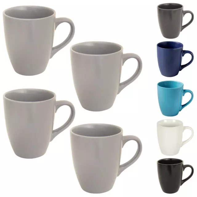 Stoneware Coffee Mugs Set Of 4 Tea Cups Matt Colour Tableware 12oz 350ml