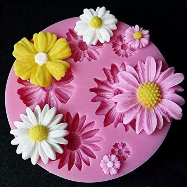 Silicone 3D Daisy Flowers Shape Fondant Mold Cake Chocolate Decorating DIY Mould