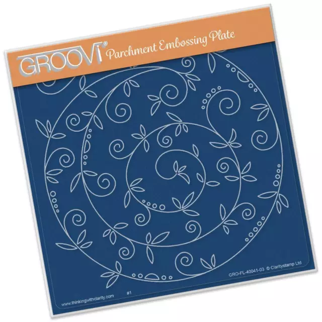 CLARITY STAMP GROOVI Parchment Embossing Plate SPRIG SWIRL GRO-FL-40041-03