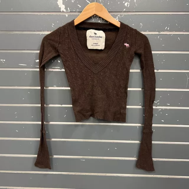 Vtg Abercrombie Kids Sweater Long Sleeve Brown Girls Sz M