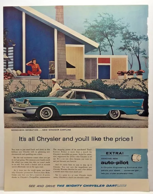 1958 Vintage CHRYSLER Antique Magazine Automobile Print Ad - Full Page Color