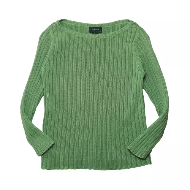 Maglione Ralph Lauren donna verde barca lavorato a maglia cotone piccolo Regno Unito 10